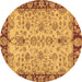 Round Oriental Brown Traditional Rug, abs3011brn