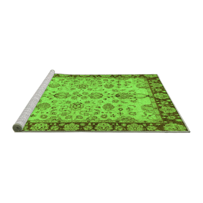 Sideview of Machine Washable Oriental Green Traditional Area Rugs, wshabs3011grn