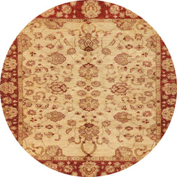 Round Machine Washable Abstract Orange Rug, wshabs3011