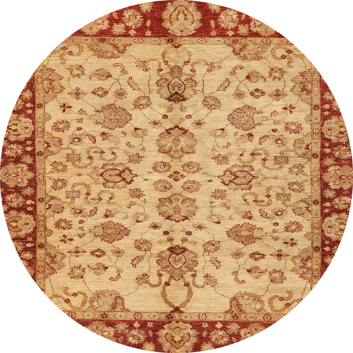 Round Machine Washable Abstract Orange Rug, wshabs3011