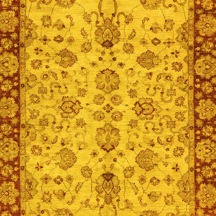 Machine Washable Oriental Yellow Traditional Rug, wshabs3011yw