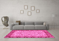 Machine Washable Oriental Pink Traditional Rug, wshabs3011pnk