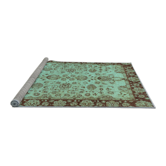 Sideview of Machine Washable Oriental Light Blue Traditional Rug, wshabs3011lblu