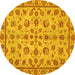 Round Abstract Yellow Modern Rug, abs3012yw