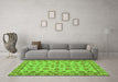 Machine Washable Abstract Green Modern Area Rugs in a Living Room,, wshabs3012grn