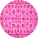 Round Abstract Pink Modern Rug, abs3012pnk