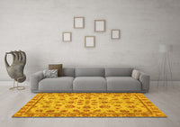 Machine Washable Abstract Yellow Modern Rug, wshabs3012yw