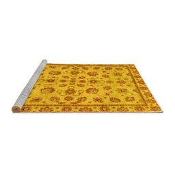 Sideview of Machine Washable Abstract Yellow Modern Rug, wshabs3012yw