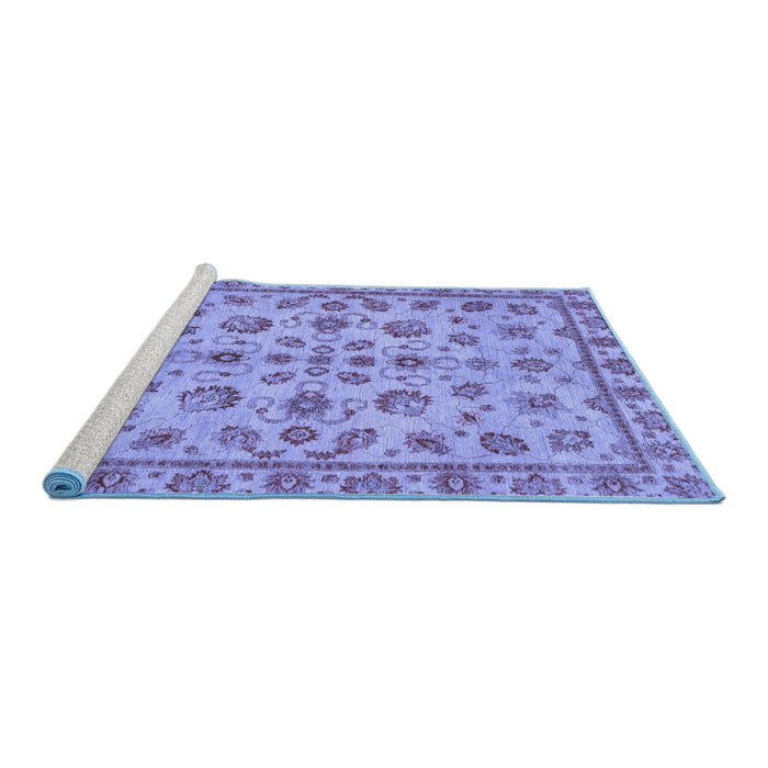 Sideview of Machine Washable Abstract Blue Modern Rug, wshabs3012blu