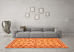 Machine Washable Abstract Orange Modern Area Rugs in a Living Room, wshabs3012org