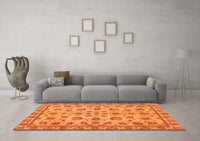 Machine Washable Abstract Orange Modern Rug, wshabs3012org