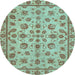 Round Abstract Light Blue Modern Rug, abs3012lblu