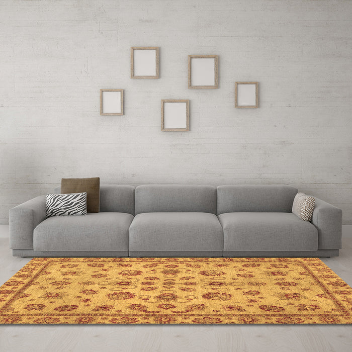Machine Washable Abstract Brown Modern Rug in a Living Room,, wshabs3012brn