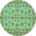 Round Machine Washable Abstract Turquoise Modern Area Rugs, wshabs3012turq