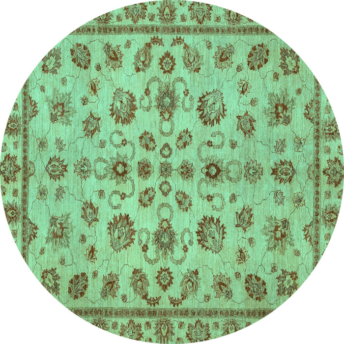 Round Abstract Turquoise Modern Rug, abs3012turq