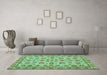 Machine Washable Abstract Turquoise Modern Area Rugs in a Living Room,, wshabs3012turq