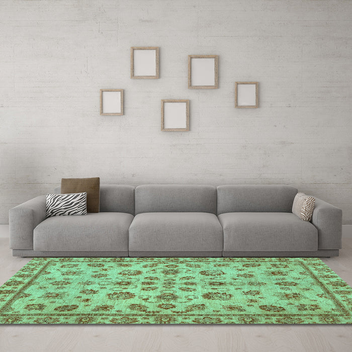 Machine Washable Abstract Turquoise Modern Area Rugs in a Living Room,, wshabs3012turq