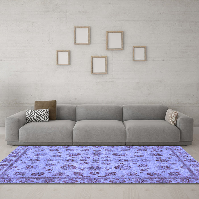 Machine Washable Abstract Blue Modern Rug in a Living Room, wshabs3012blu