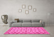 Machine Washable Abstract Pink Modern Rug in a Living Room, wshabs3012pnk