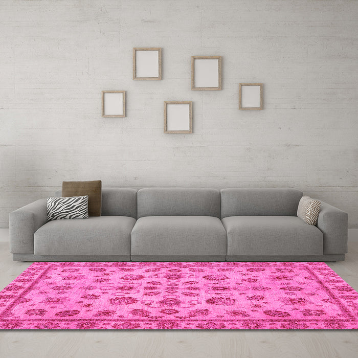 Machine Washable Abstract Pink Modern Rug in a Living Room, wshabs3012pnk