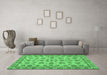 Machine Washable Abstract Emerald Green Modern Area Rugs in a Living Room,, wshabs3012emgrn