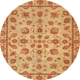 Round Machine Washable Abstract Orange Rug, wshabs3012
