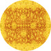 Round Abstract Yellow Modern Rug, abs3013yw