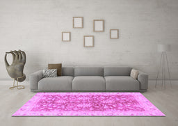 Machine Washable Abstract Purple Modern Area Rugs in a Living Room, wshabs3013pur