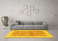 Machine Washable Abstract Yellow Modern Rug, wshabs3013yw