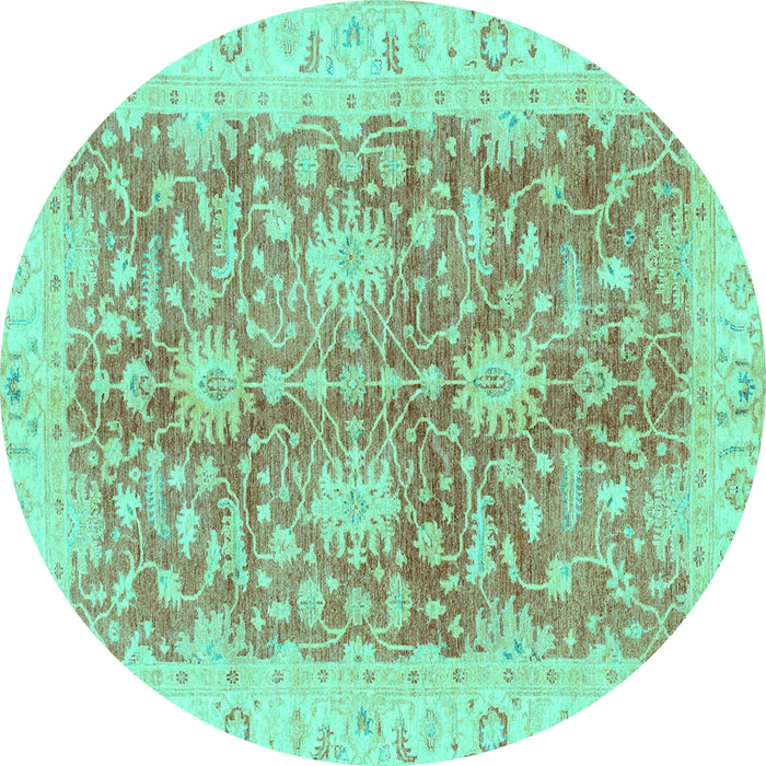 Round Abstract Turquoise Modern Rug, abs3013turq