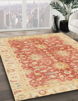 Abstract Bright Orange Modern Rug in Family Room, abs3013