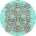 Round Machine Washable Abstract Light Blue Modern Rug, wshabs3013lblu