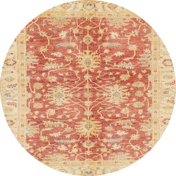 Round Abstract Bright Orange Modern Rug, abs3013