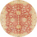 Round Abstract Bright Orange Modern Rug, abs3013