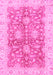 Machine Washable Abstract Pink Modern Rug, wshabs3013pnk