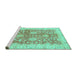 Sideview of Machine Washable Abstract Turquoise Modern Area Rugs, wshabs3013turq