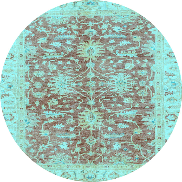 Round Abstract Light Blue Modern Rug, abs3013lblu