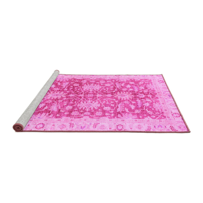 Sideview of Machine Washable Abstract Pink Modern Rug, wshabs3013pnk
