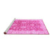 Sideview of Machine Washable Abstract Pink Modern Rug, wshabs3013pnk