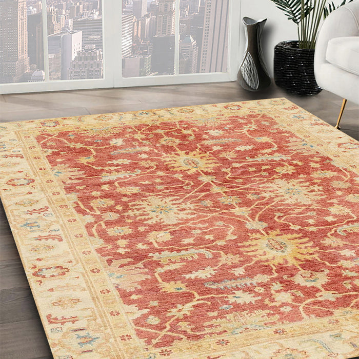 Machine Washable Abstract Bright Orange Rug in a Family Room, wshabs3013