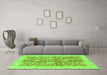 Machine Washable Abstract Green Modern Area Rugs in a Living Room,, wshabs3013grn