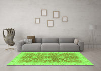 Machine Washable Abstract Green Modern Rug, wshabs3013grn