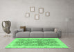 Machine Washable Abstract Emerald Green Modern Area Rugs in a Living Room,, wshabs3013emgrn