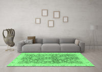 Machine Washable Abstract Emerald Green Modern Rug, wshabs3013emgrn