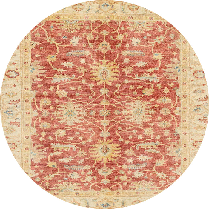Round Machine Washable Abstract Bright Orange Rug, wshabs3013