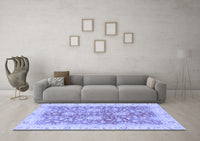 Machine Washable Abstract Blue Modern Rug, wshabs3013blu