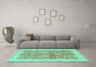 Machine Washable Abstract Turquoise Modern Area Rugs in a Living Room,, wshabs3013turq