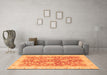 Machine Washable Abstract Orange Modern Area Rugs in a Living Room, wshabs3013org