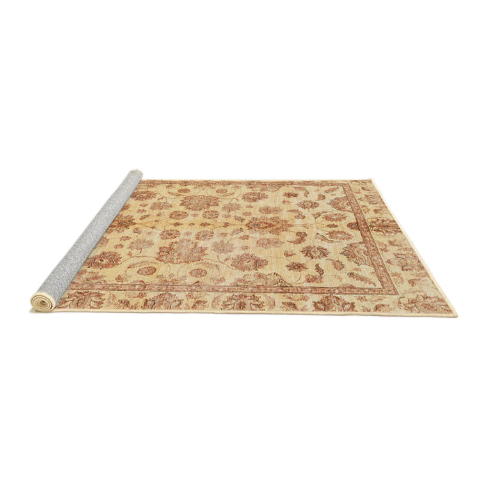 Sideview of Machine Washable Abstract Mustard Yellow Rug, wshabs3014