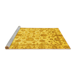 Sideview of Machine Washable Oriental Yellow Traditional Rug, wshabs3014yw